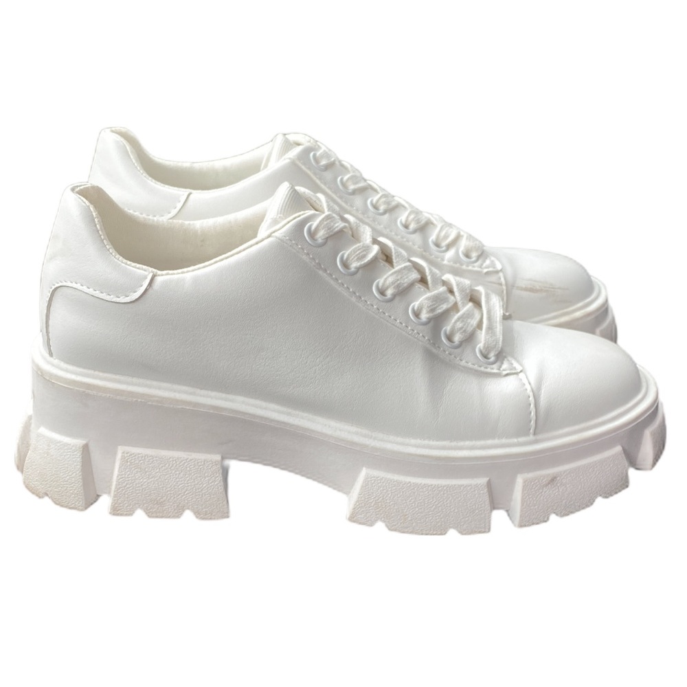 Steve Madden Womens Michigan White Leather Chunky Platform Sneaker Shoe Size 7.5